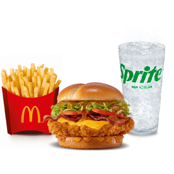 Composto por pão tipo brioche com batata, molho Honey&Fire, bacon em fatias, alface, tomate, queijo sabor cheddar e carne 100% de peito de frango, temperada e empanada, acompanhamento e bebida.